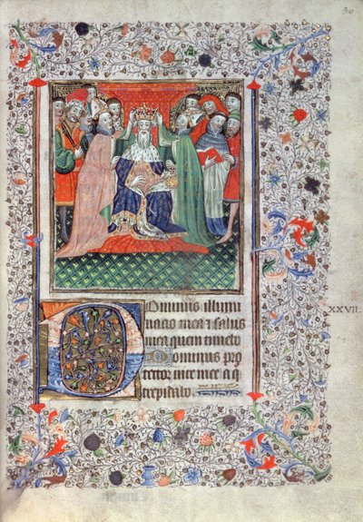 The Coronation of David, from the Plantagenet Psalter, London, c.1430-40 by English School